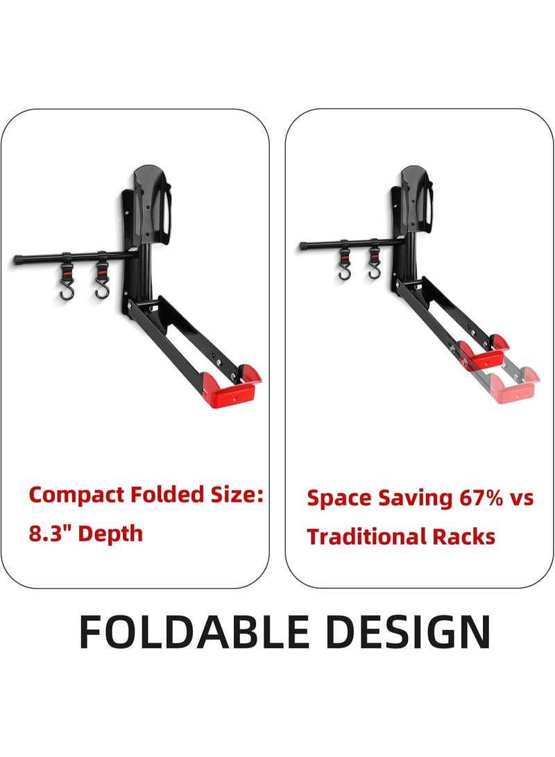 Arabest Swivel Bike Wall Mount, No Heavy Lifting Garage Bike Rack Tri-Level Adjustment for 20"-29" Wheels Holds Road, MTB up to 77lbs Space Saving Foldable Design - Image 5